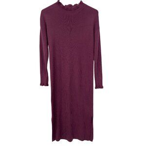 Loft Sweater Dress Size XS Ribbed Long Sleeve Mock Neck Purple Stretch Cozy Knit